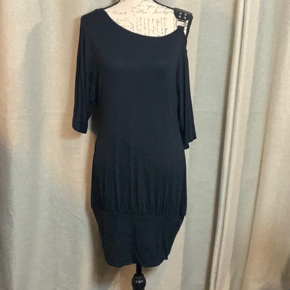 Candy Couture Black Cold Shoulder Dress Large